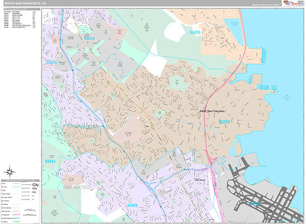 South San Francisco Wall Map